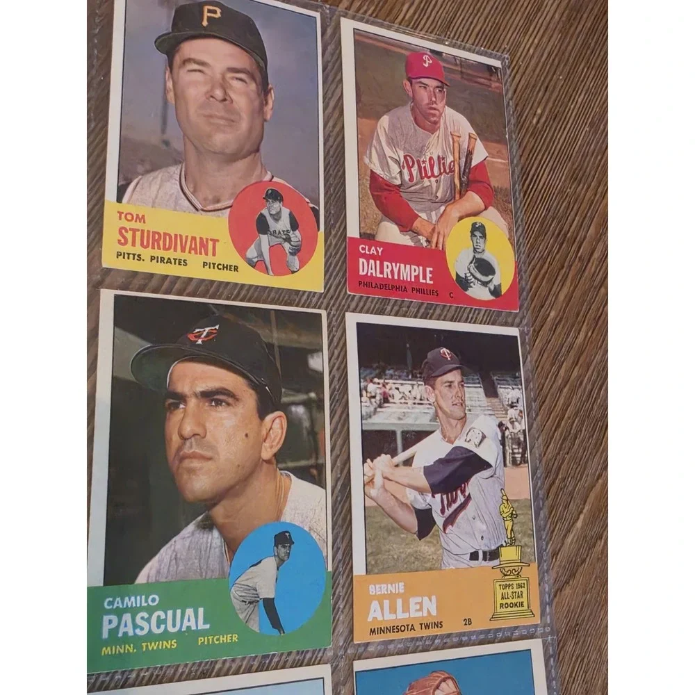 Vintage 1963 Topps Baseball Cards Sheet Of 9